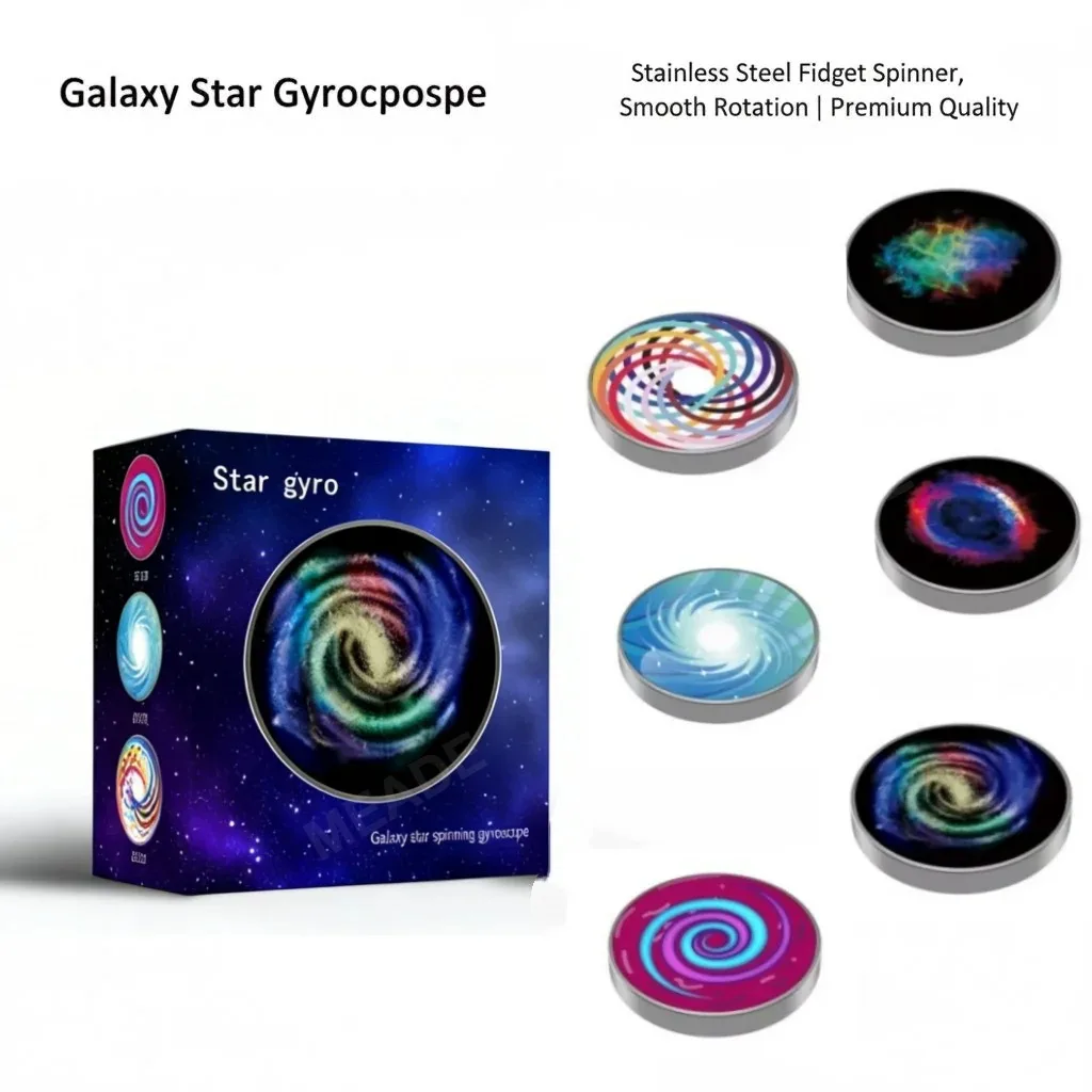 Stainless Steel Decompression Gyroscope Toy Metal Fingertip Rotating Galaxy Star Gyro Desk Toy Stress Relief Adult Gift