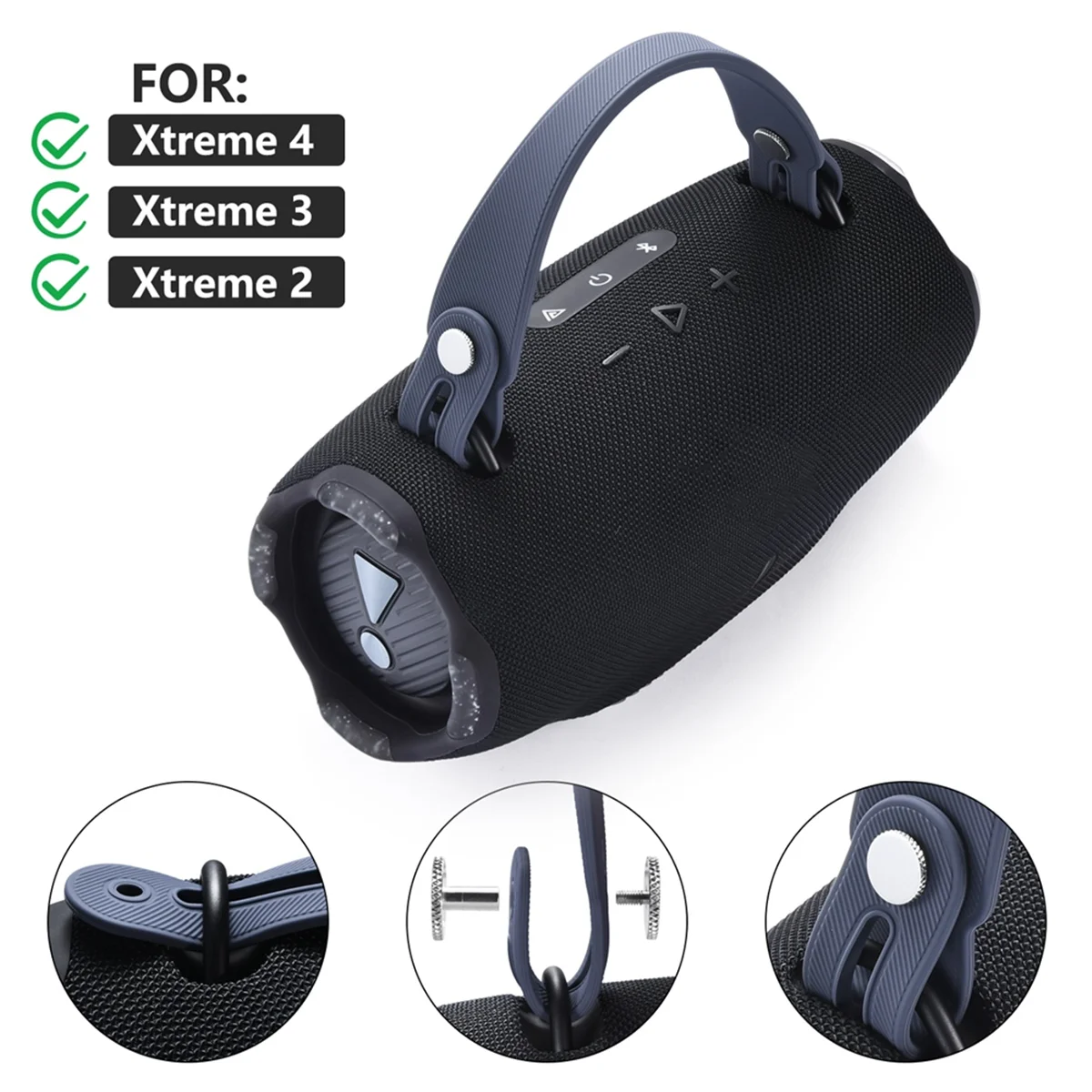 AT42 حزام مقبض مكبر الصوت لـ Xtreme 2/ Xtreme 3/Xtreme 4 سمّاعات بلوتوث سيليكون قابل للفصل شريط لحام أزرق