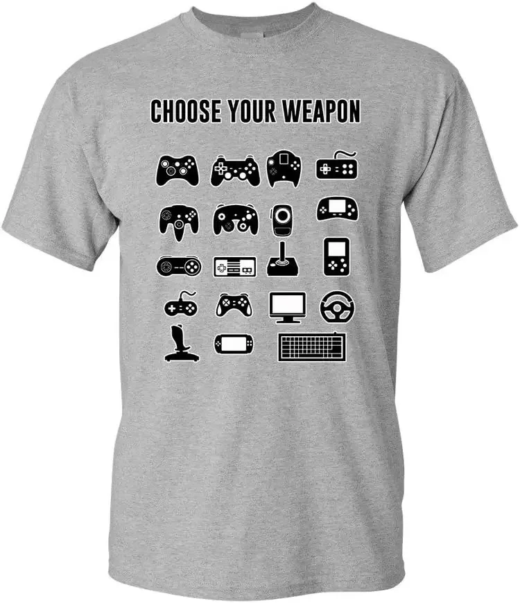 New Choose Your Weapon Controller Gamer Nerd Geek Funny DT Adult T-Shirt Tee