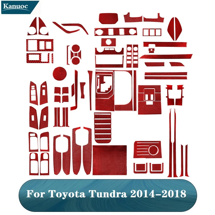 

Carbon Fiber Red Stickers Cover Trim For Toyota Tundra 2014 2015 2016 2017 2018 Car Interior Decorative Accessories