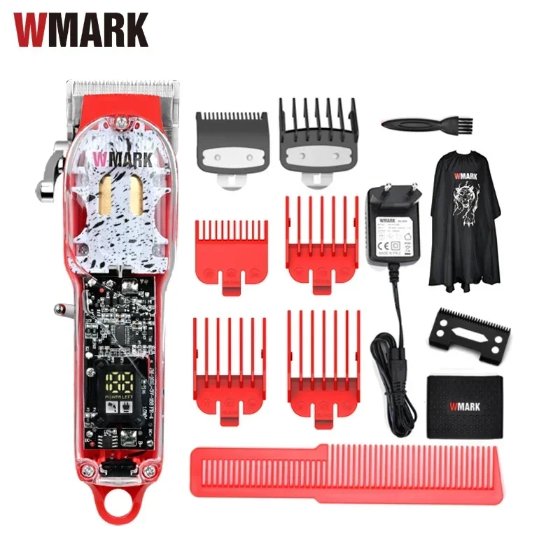 New  Professional Rechargeable Clipper WMARK NG-409 Red Color Hair Clippers Cord & Cordless Hair Trimmer with Taper Blade