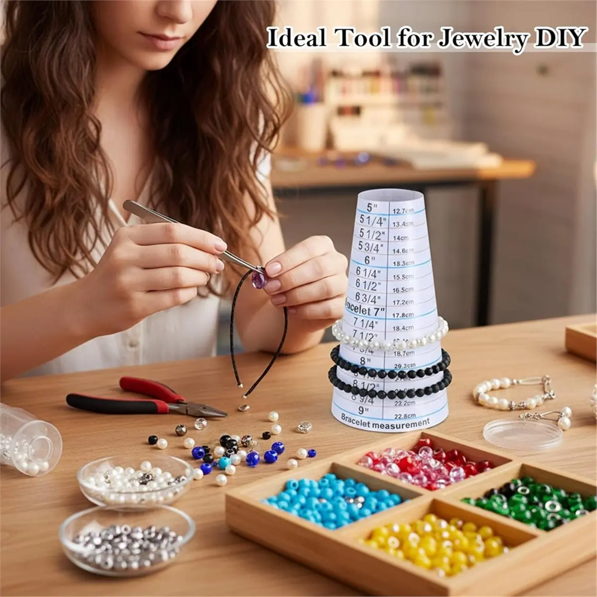 HHTL 2 Pcs Bracelet Mandrel and Bracelets Sizer Measuring Tool Bracelet Sizers Wrist Size Measure Tool for Jewelry Necklace
