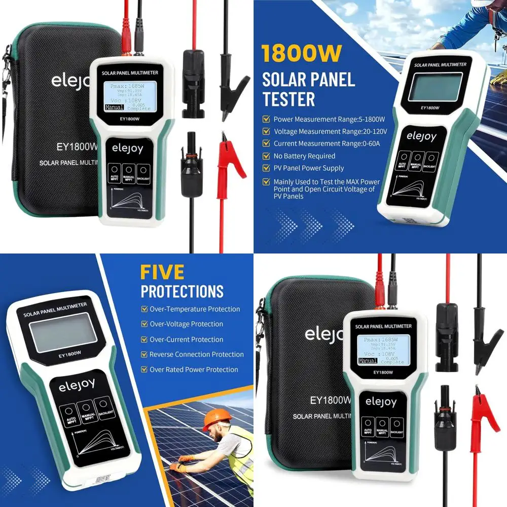 

Smart Solar Panel Tester with MPPT and Watt Meter for Measuring Power Output and Troubleshooting
