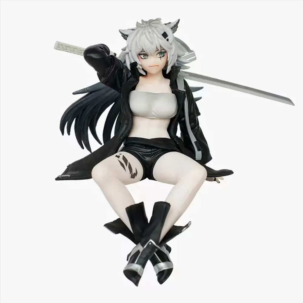 13.5CM Anime Game Arknights Figure Lappland Sitting Instant Noodle Pressing Game Model Toy Gift Collection Decorative Ornaments