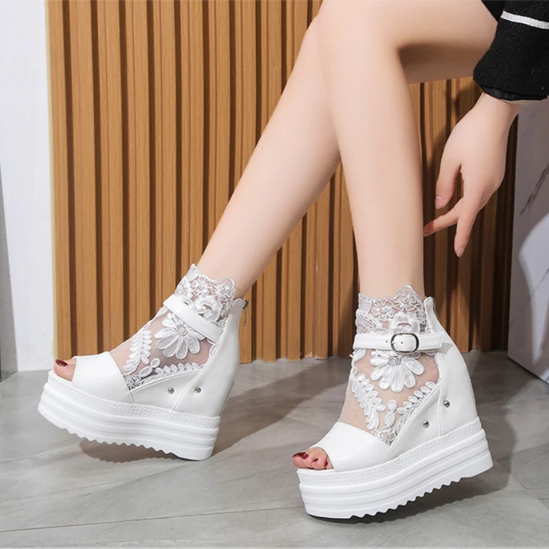 Platform Sandals Women Summer Wedges Peep Toe Shoes Fashion Elegant Hidden Heel Sandals Ladies Comfort Party Shoes Footwear