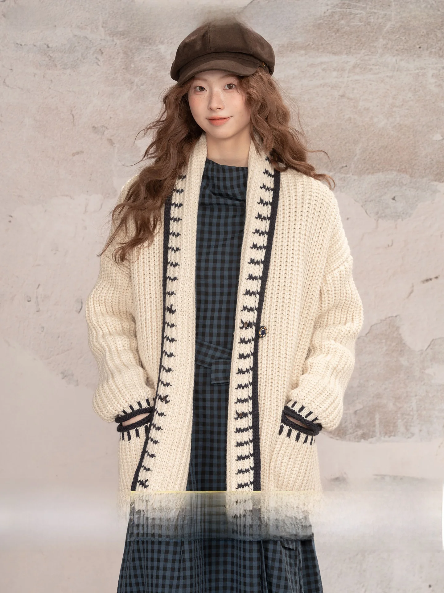 

Loveheynew Винтажный вязаный кардиган с узором косы, женский зимний повседневный свободный кардиган-накидка для стройности