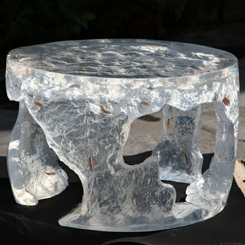 Household Design Ornament Transparent Transparent Living Room Modern Light Luxury Custom Coffee Table Simple Resin Table Hotel