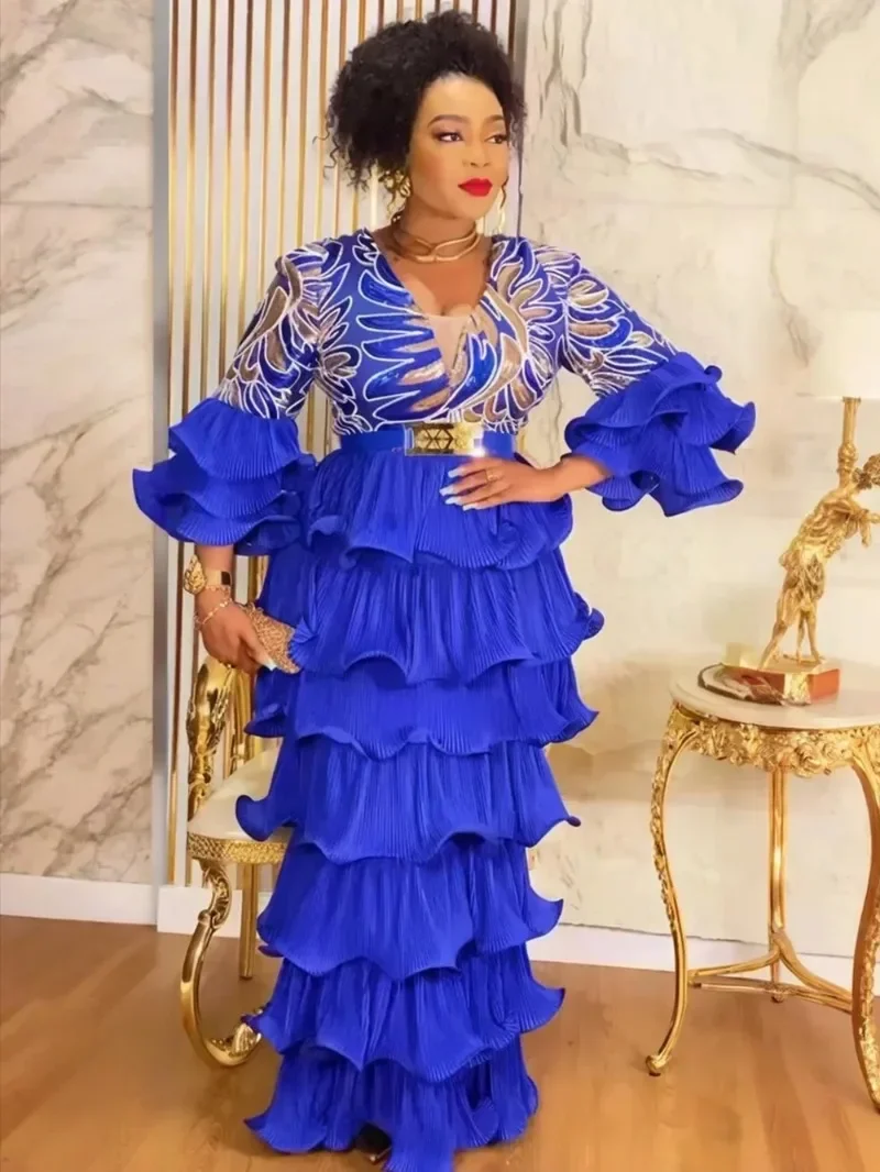 

Plus Size African Party Dresses for Women Dashiki Ankara Sequin Wedding Evening Gown Elegant Turkey Muslim Maxi Dress 2025 New