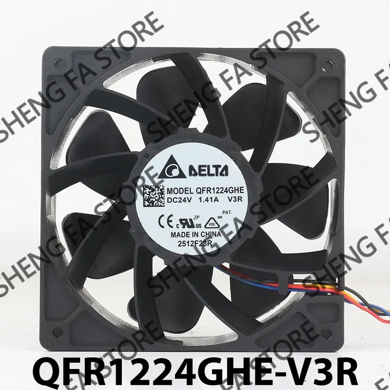 AC EC 12038 120x120x38MM 12CM Four-wire Speed Regulation Industrial Inverter Delta12V 48V DC24V 1.41A QFR1224GHE-V3R Cooling Fan