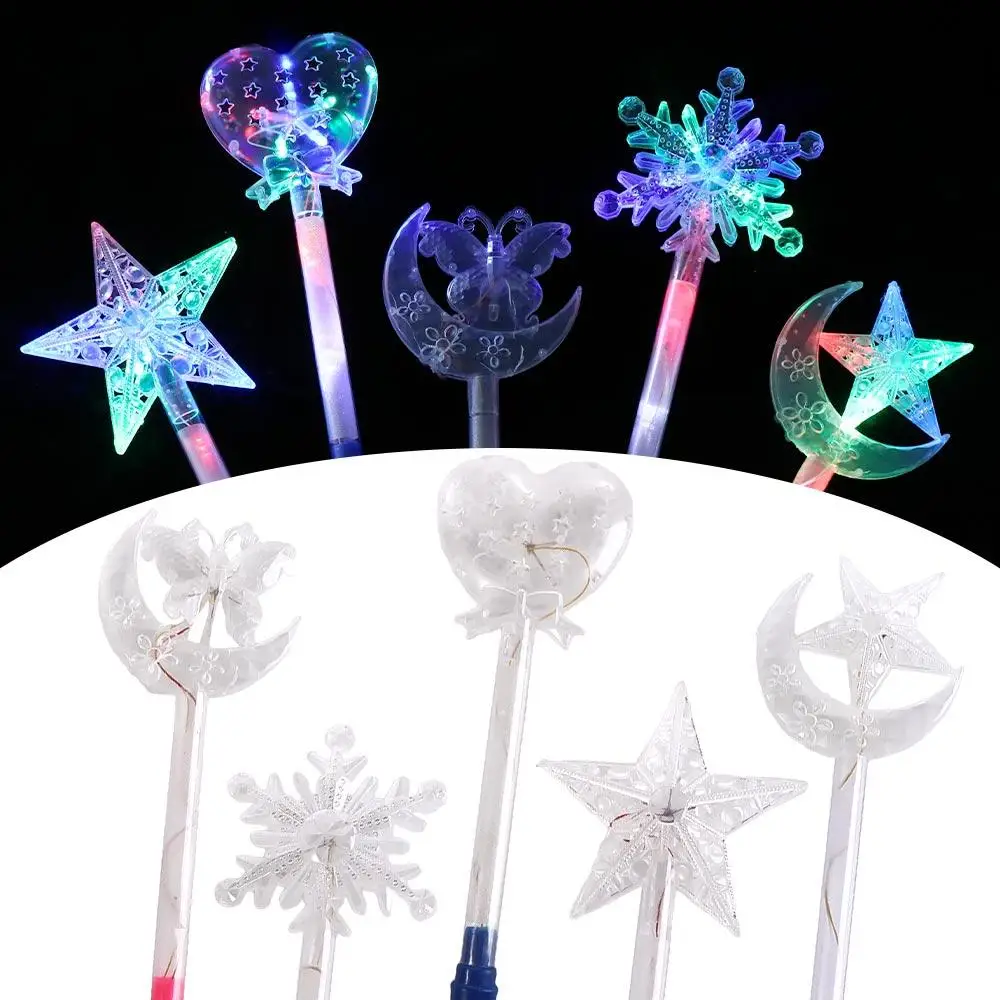 Color Outdoor Toys LED Flashing Magic Tricks Luminous Glow Fairy Stick Magic Star Wand Flash Stick Pentagram Flash Stick