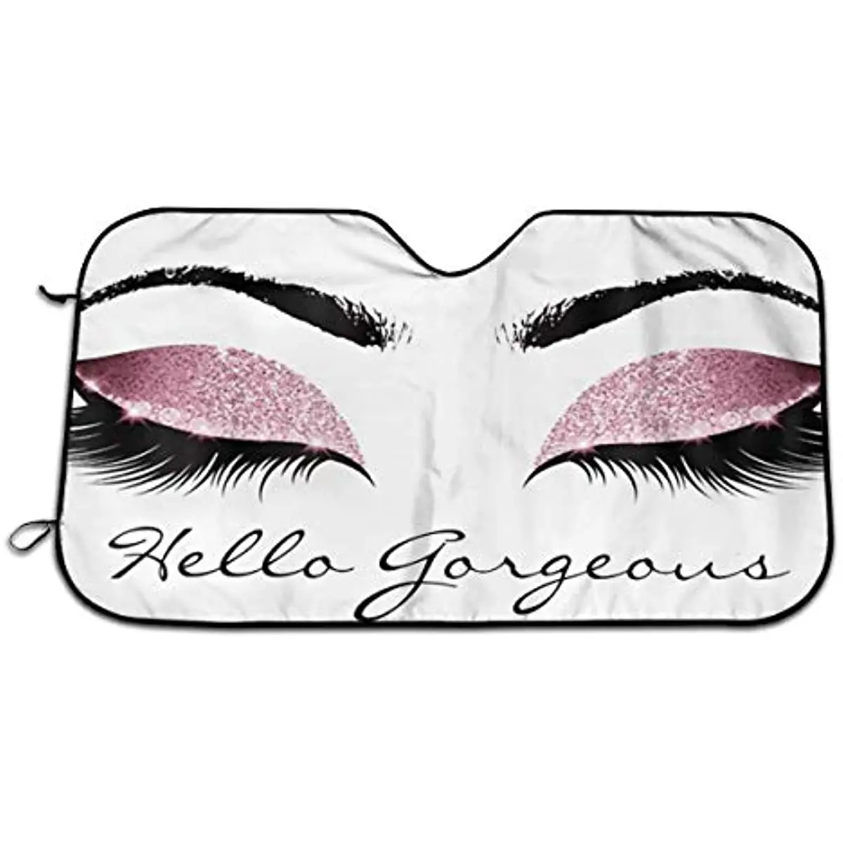 

CHILL·TEK Car Windshield Sun Shade, Hello Gorgeous Pink Eyelash, Block UV Sunshade for Front Window, Foldable Sun Visor Protecto