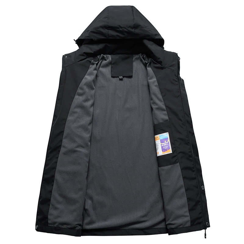 Men's Solid Spring Autumn Hooded Button Pockets Zipper Long Sleeve Cardigan Jacket Coats Casual Loose Office Lady Vintage Tops