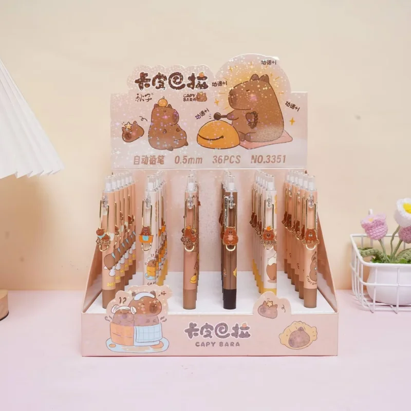 36pcs/lot Kawaii Capybara Mechanical Pencil Cute 0.5MM Drawing Writing Automatic Pen School Office Supplies