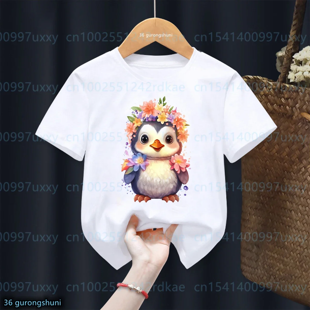 New Girls T-Shirt Cute Penguin Animal Cartoon Print T Shirt Girls Fashion Boys Girls Unisex Clothing Summer Kids Tshirt Tops