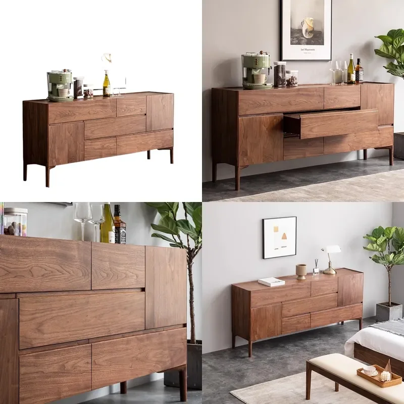 for North American Black Walnut All Solid Wood Seven Drawer Cabinet Nordic Simple Storage Wall Mounted Light Luxury Household