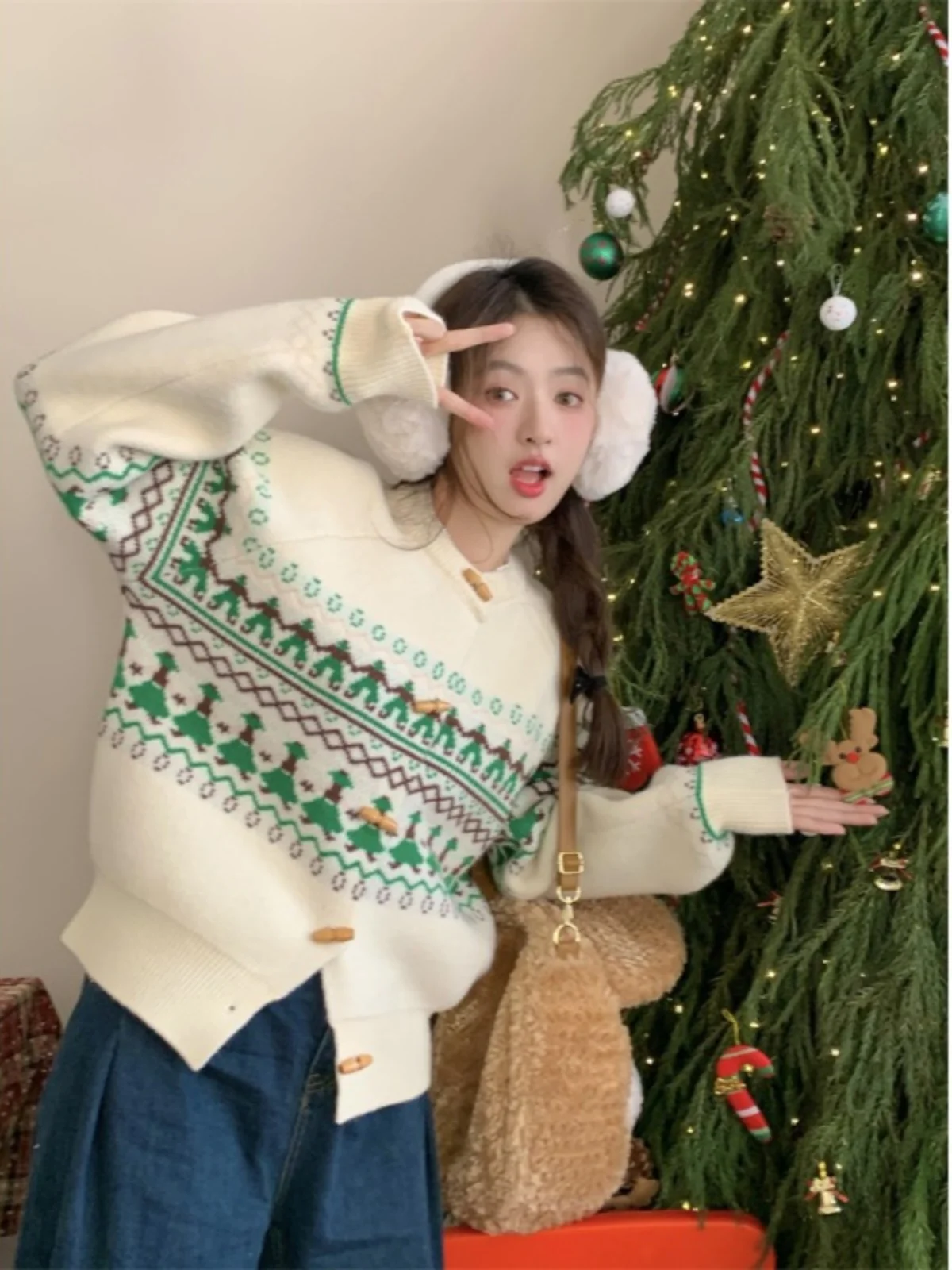 

Cisas Thiened Knitted Sweater Women's New Faion Open Cardigan Button Embroidery Outerwear Spring Autumn Loose Fit