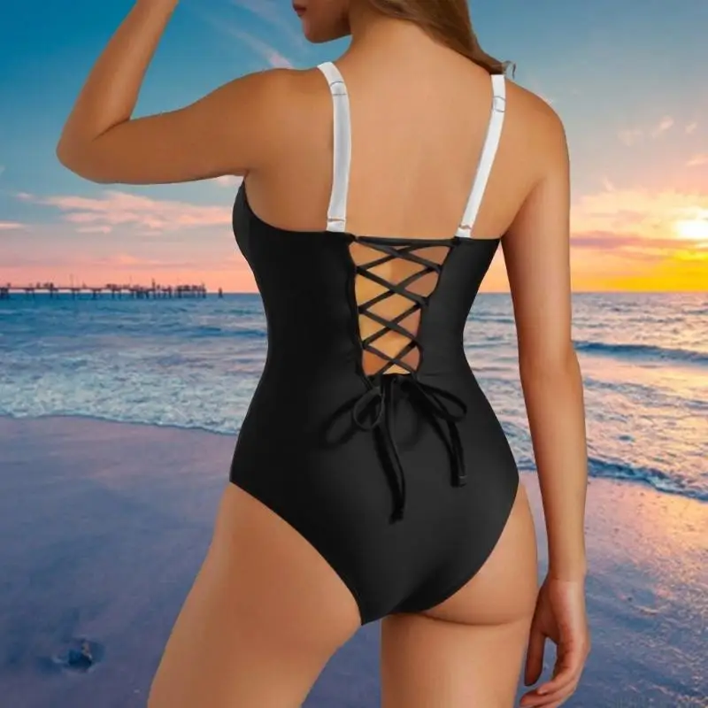 U2JB Ladies V-Neck Bathing Suit Women Push Up Swimwear 1 Swimsuit Back Swimming Suit for Beachwear