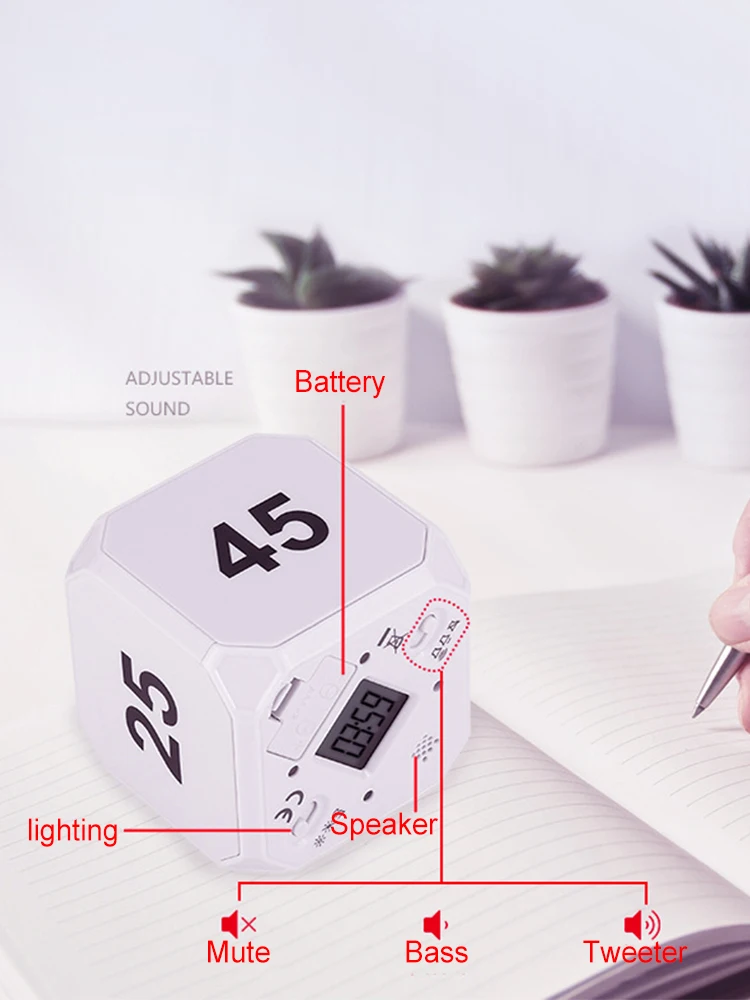 Gravity Sensor Flipping Timer Productivity Cube LED Display 4 Preset Time Dual Modes Countdown Cooking Study Mini Digital Timer