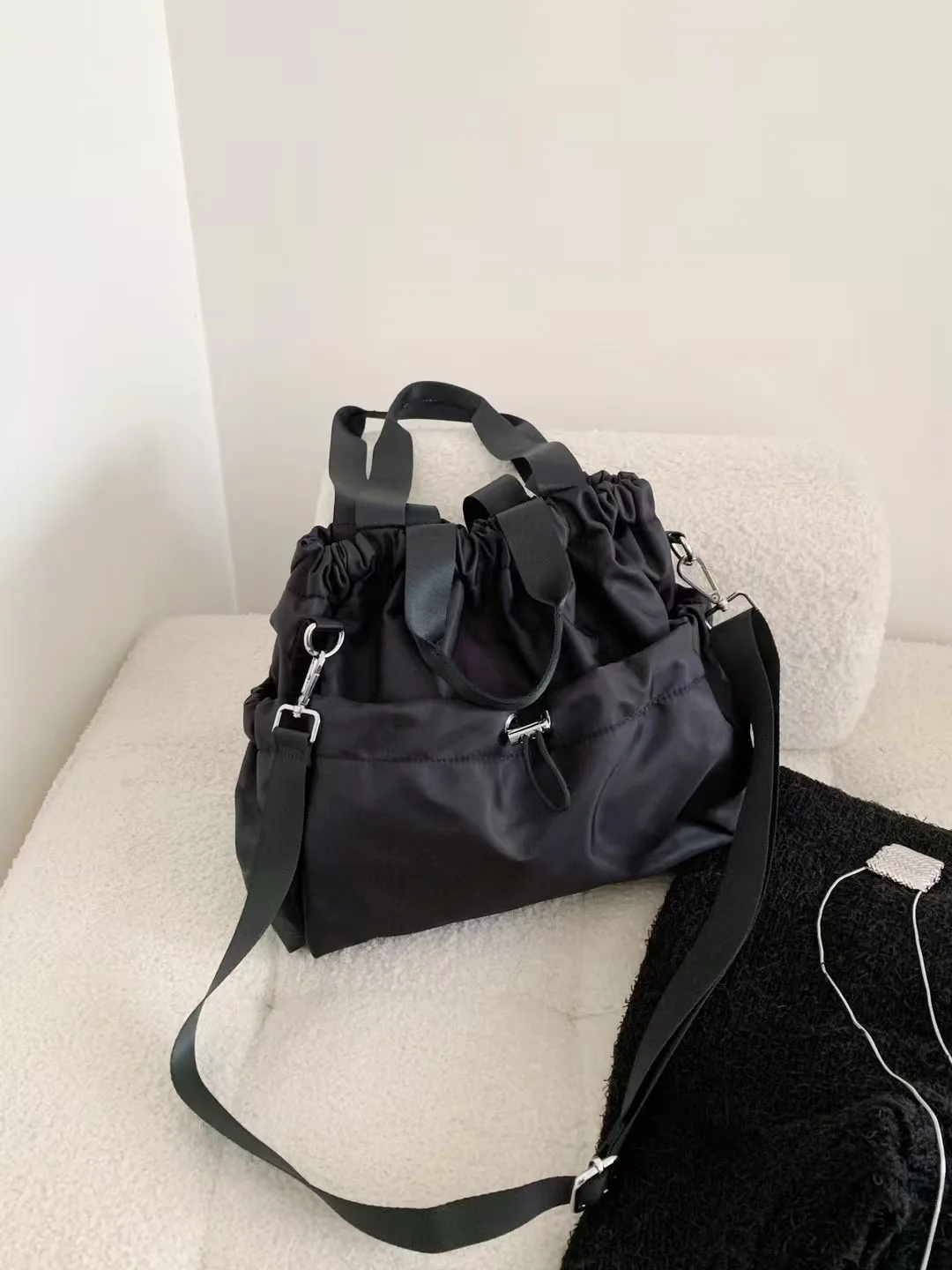 

Корейская и японская женская сумка-тоут на одно плечо с завязками, большая вместительная нейлоновая сумка, модная летняя новинка