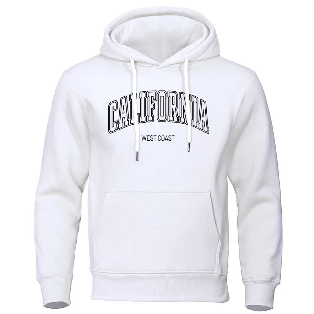 U.S.A California West Coast Letter Print Male Hoodie Loose Oversized Hooded Fashion Breathable Sweatshirts Hip Hop Street Coats