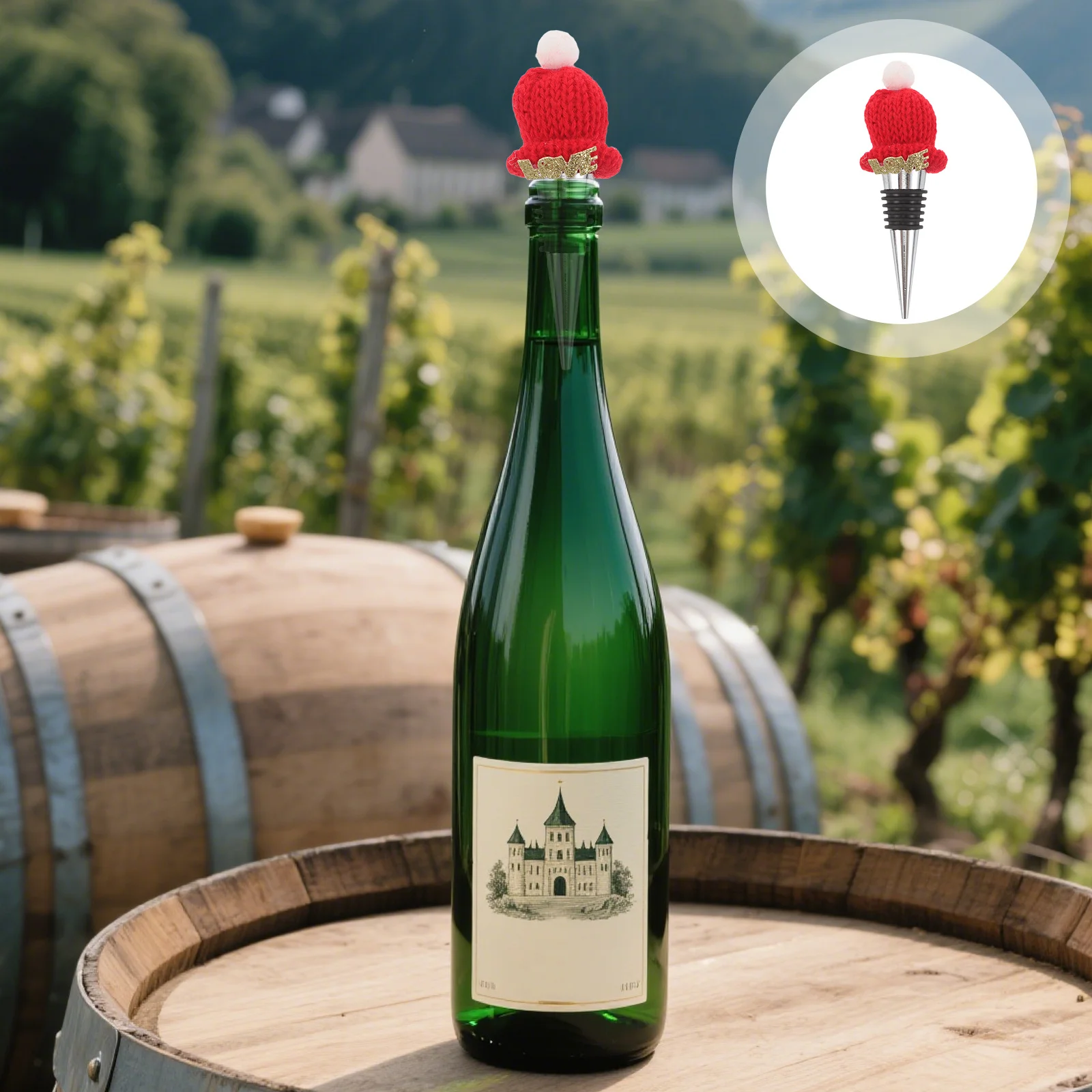 

2Pcs Holiday Wine Bottle Sealer Santa Claus Hat Style Reusable Cork for Preserving Red Wine Aroma Christmas Party Use