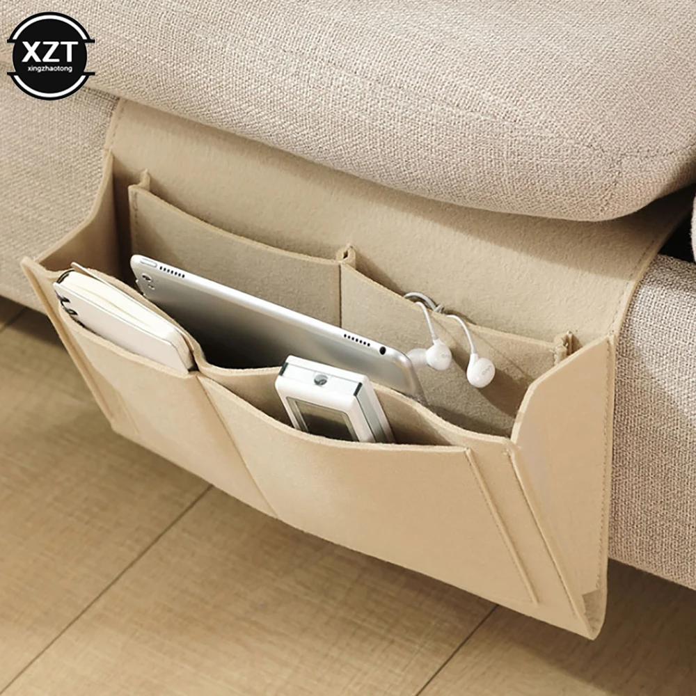 

Felt Bedside Storage Organizer Anti-slip Bedside Bag Bed Sofa Side Hanging Couch Storage For CD Magazines Stationery Pad Mobile
