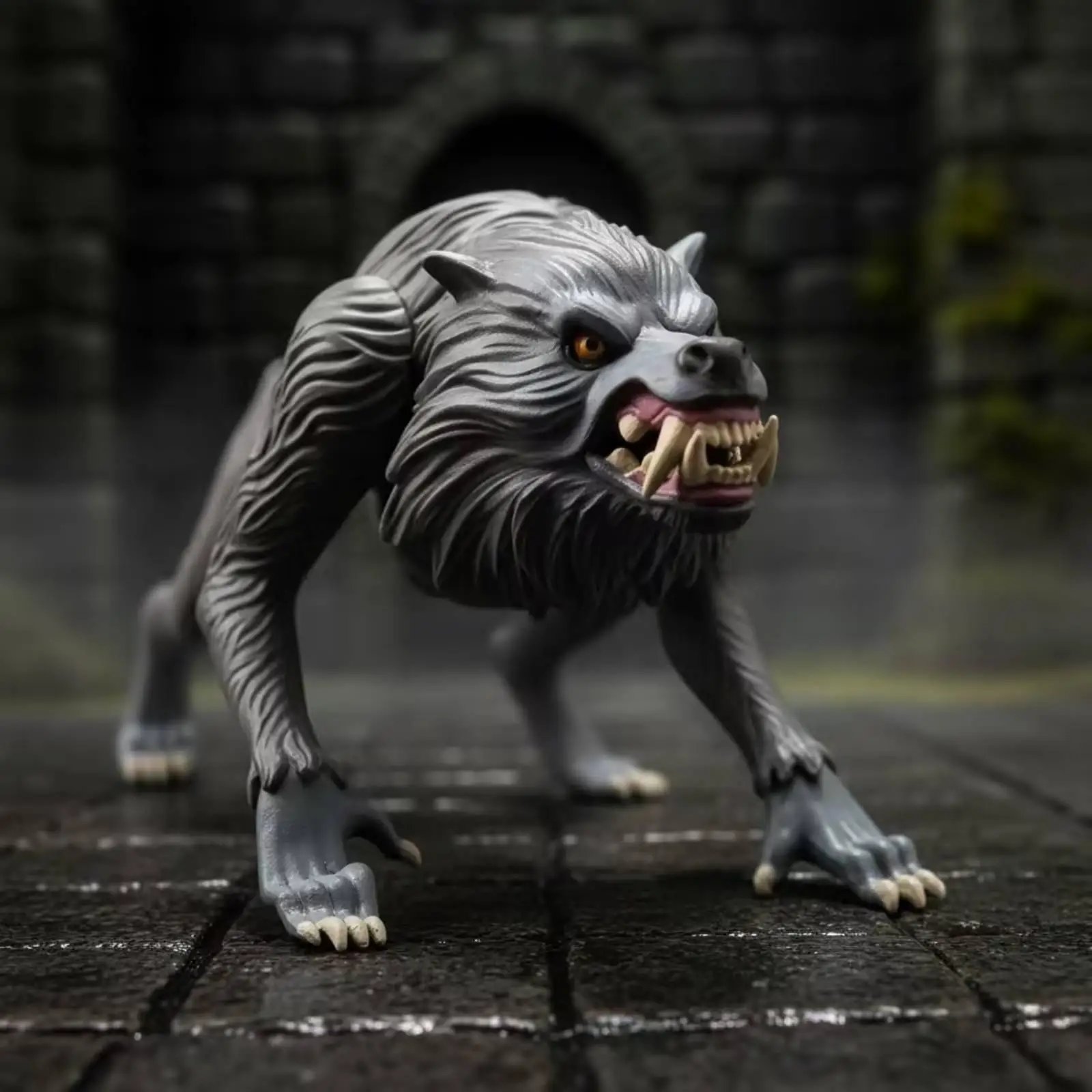 Detailed Crouching Wolf Model PVC Plastic Wildlife Figure for Collector Shelf Decor Gift