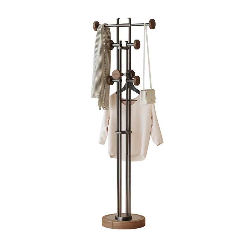 

Space-saving floor-standing coat rack stainless steel bedroom hanging rack