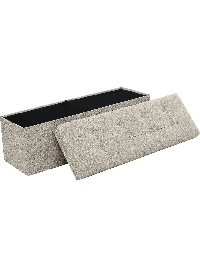 

45 Inch Folding Storage Ottoman with Bench, Long Large Storage , Chest, Foot Rest Stool, Bedroom