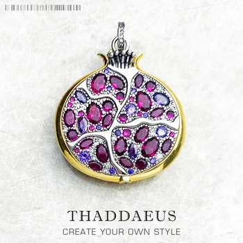 قلادة كبيرة على شكل رمان ربيعي من الفضة الإسترليني عيار 925 هدية رومانسية للنساء