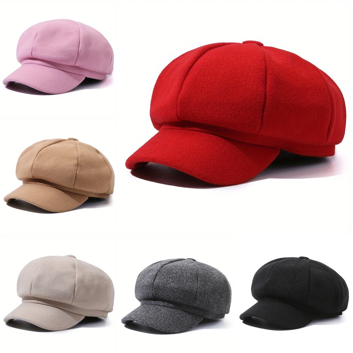 Fashionable Solid Color Woolen Hat with Stiff Brim Outdoor Sunshade and Windproof Beret Comfortable and Breathable  Painter Hats