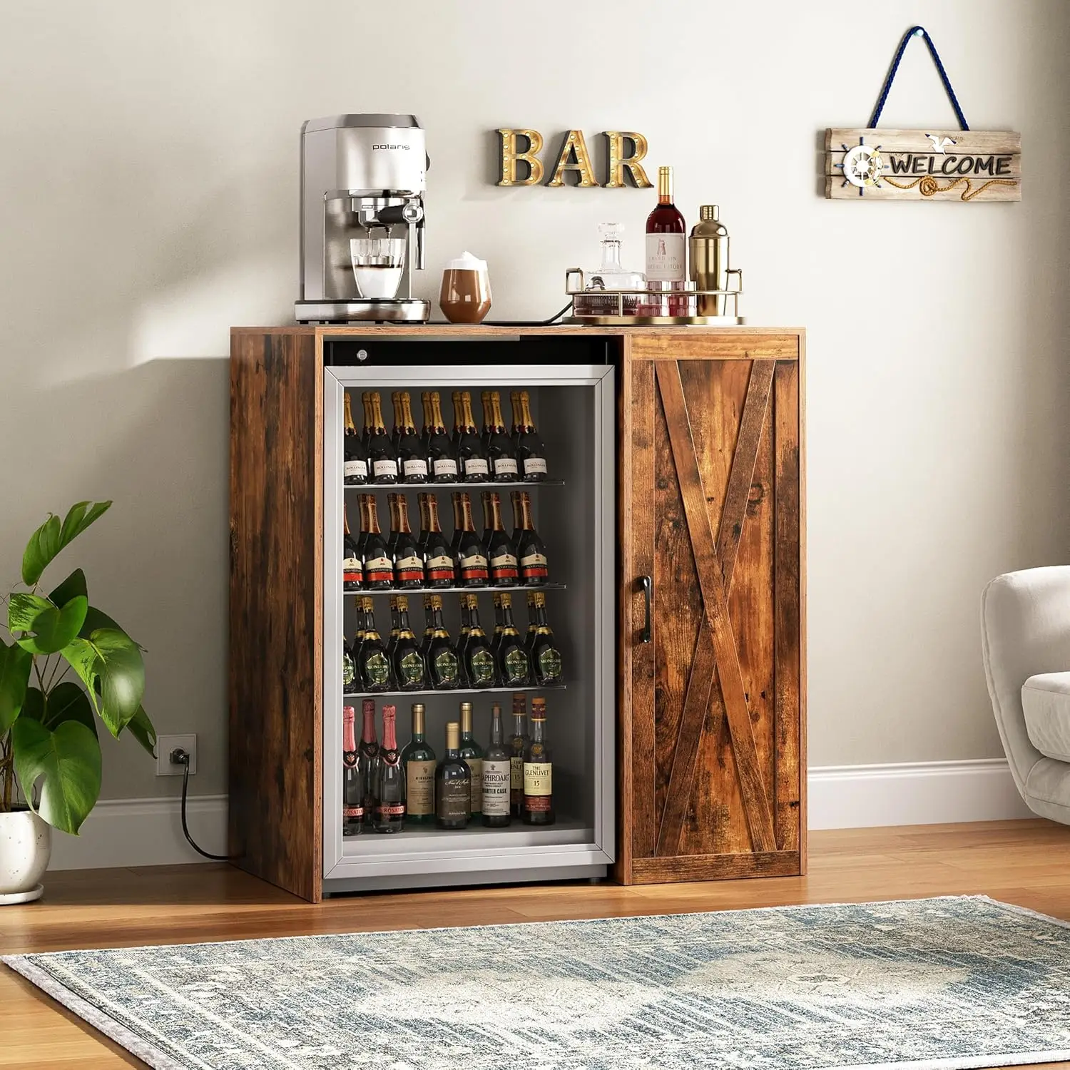 Mini Fridge Cabinet Coffee Bar 3-Tier Organizer Storage Kitchen Living Room, Customized - view 2