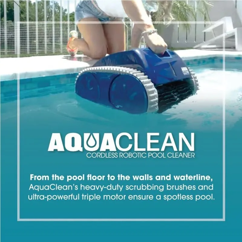 

AC1000 PRO Cordless Robotic Pool Cleaner, Up to 1500 sq. ft., Climbs Pool Walls, Blue, ABS Material, Rechargeable, Fast Charging