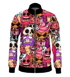 Colours Pattern 3D Print Jacket Long Sleeve Sweatshirts Jacket For Men Zipper Clothes Man Large Size Casual Pattern Men's Coats