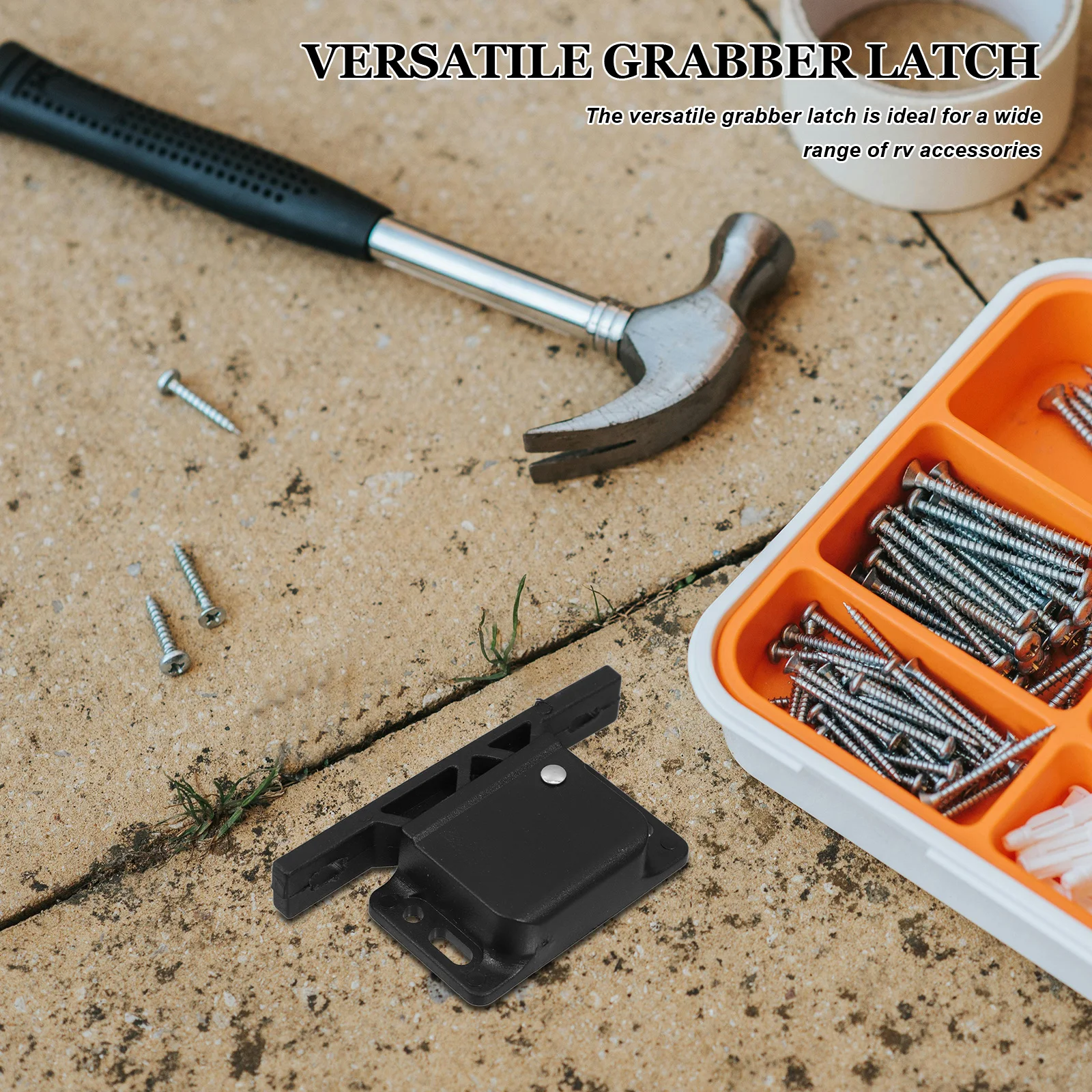 

2Set Rv Drawer Latches Black Spring Hook Lock for Cabinets Drawers Secure Closure No Drill Installation Dual-Sided Adhesive ABS