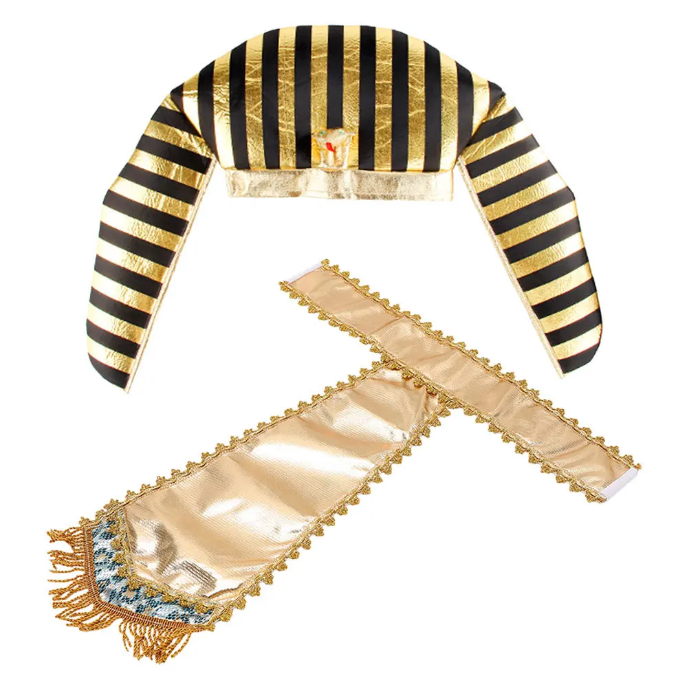 

1Set Halloween Egyptian Pharaoh Hat Headpiece Cosplay Costume Waist Belt Accessories for Festivals Egyptian Costume Accessory