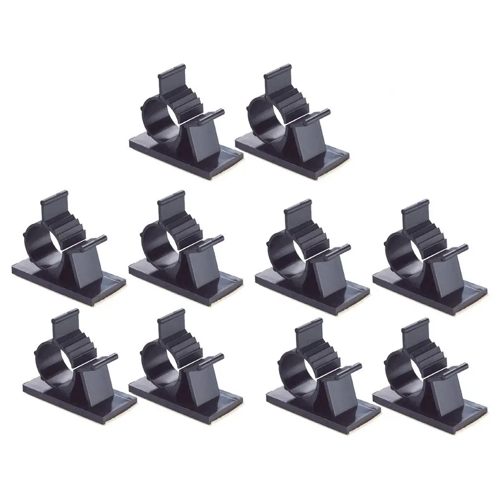 30Pcs Black Adhesive Cable Clips Plastic Wire Clamps for Office Home Cable Management Desk Cord Organizer Clip