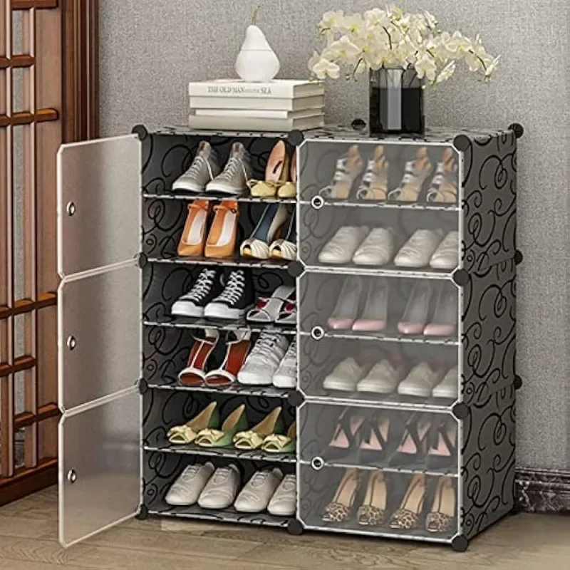 

Shoe Rack Storage Cabinet with Doors, Portable Shoes Organizer,Expandable Standing Rack, Storage Boots,Slippers,Shoes