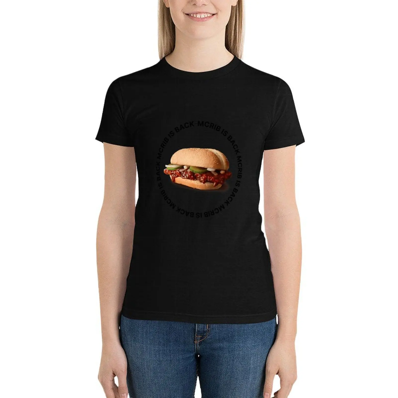 

McRib is back T-Shirt summer clothes plus size tops kawaii clothes shirts graphic tees t-shirts for Women pack