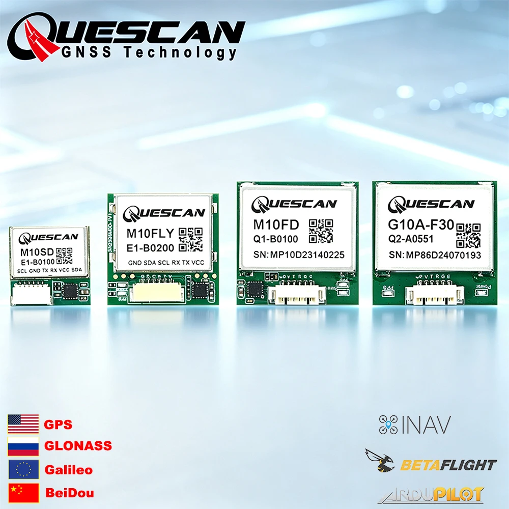 QUESCAN 10Hz M10 GPS GNSS Kompassmodul für FPV-Drohnen-Flugsteuerung ArduPilot Betaflight INAV GPS Galileo GLONASS BeiDou