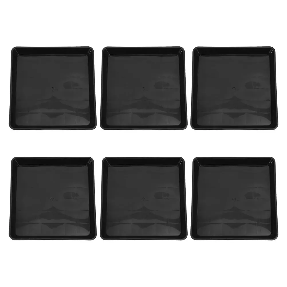 

6pcs Flower Pot Tray Square Planter Drip Saucer Black Water Collection Balcony Garden Drainage Saucer