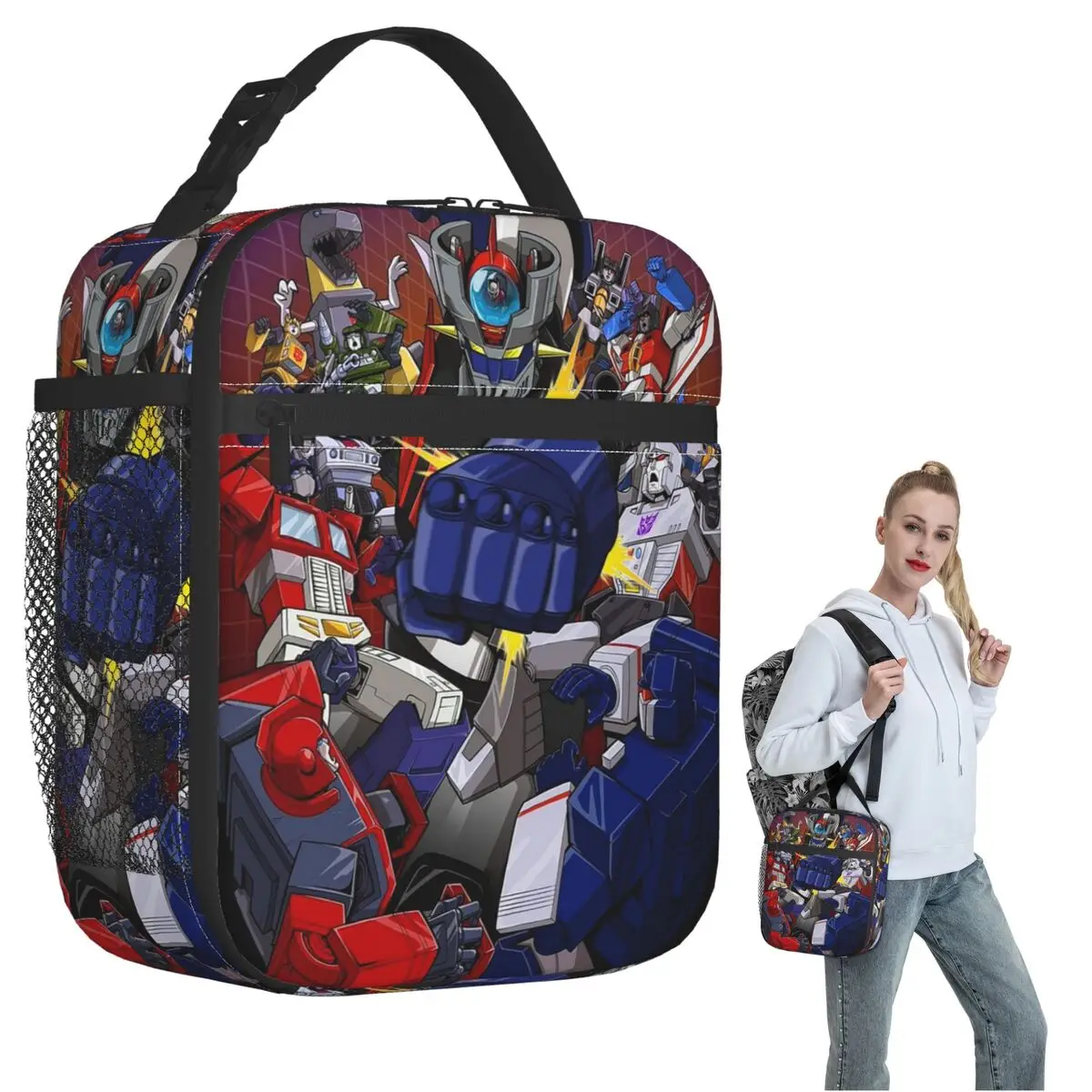 Mazinger Z Mad Robot Grendizer Anime Manga Insulated Lunch Bag for Women Kids Portable Food Boxes Thermal Lunch Box Tote