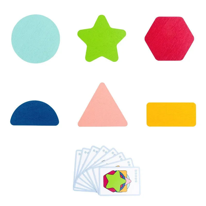 Puzzle dla dzieci drewniana gra 3D Tangram Stick geometryczny kształt pierścienia pasujące do wczesnych zabawek edukacyjnych dla dzieci