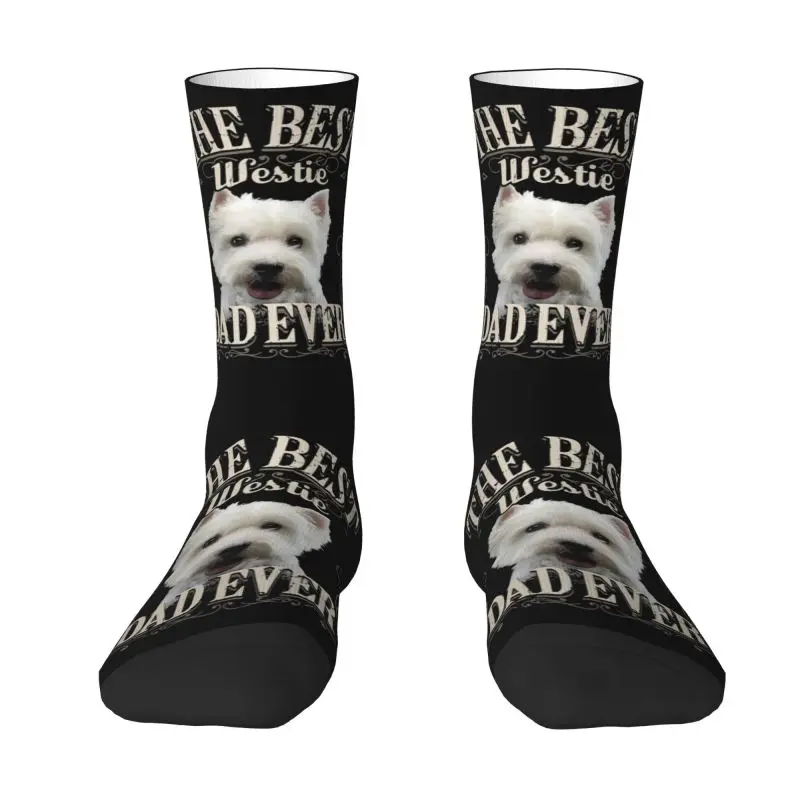 Fashion Printing Best Westie Dadever Socks for Men Women Stretch Summer Autumn Winter West Highland White Terrier Dog Crew Socks