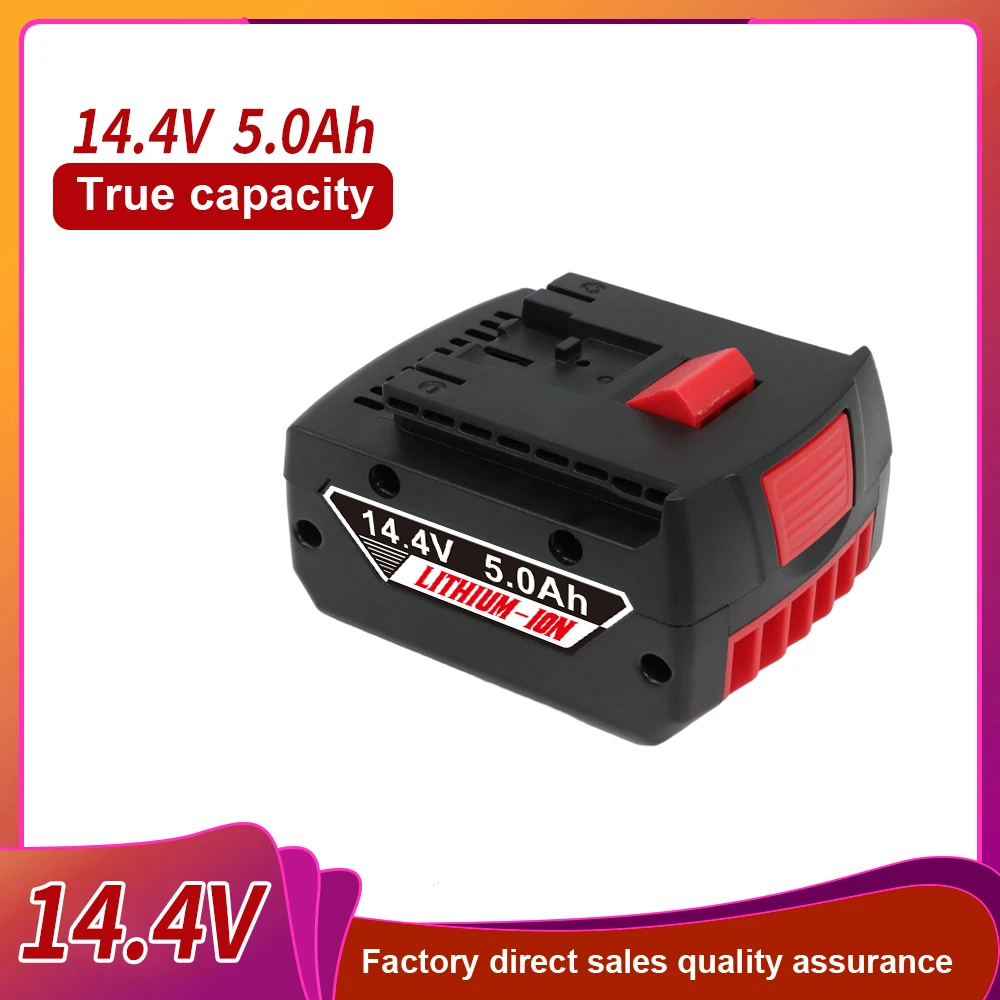 Replacement Battery for Bosch BAT607 BAT614 14.4V 5000MAh/5.0Ah Li-ion, Fit Bosch GSR14.4-2-LI GSR 1440-LI Cordless Drill