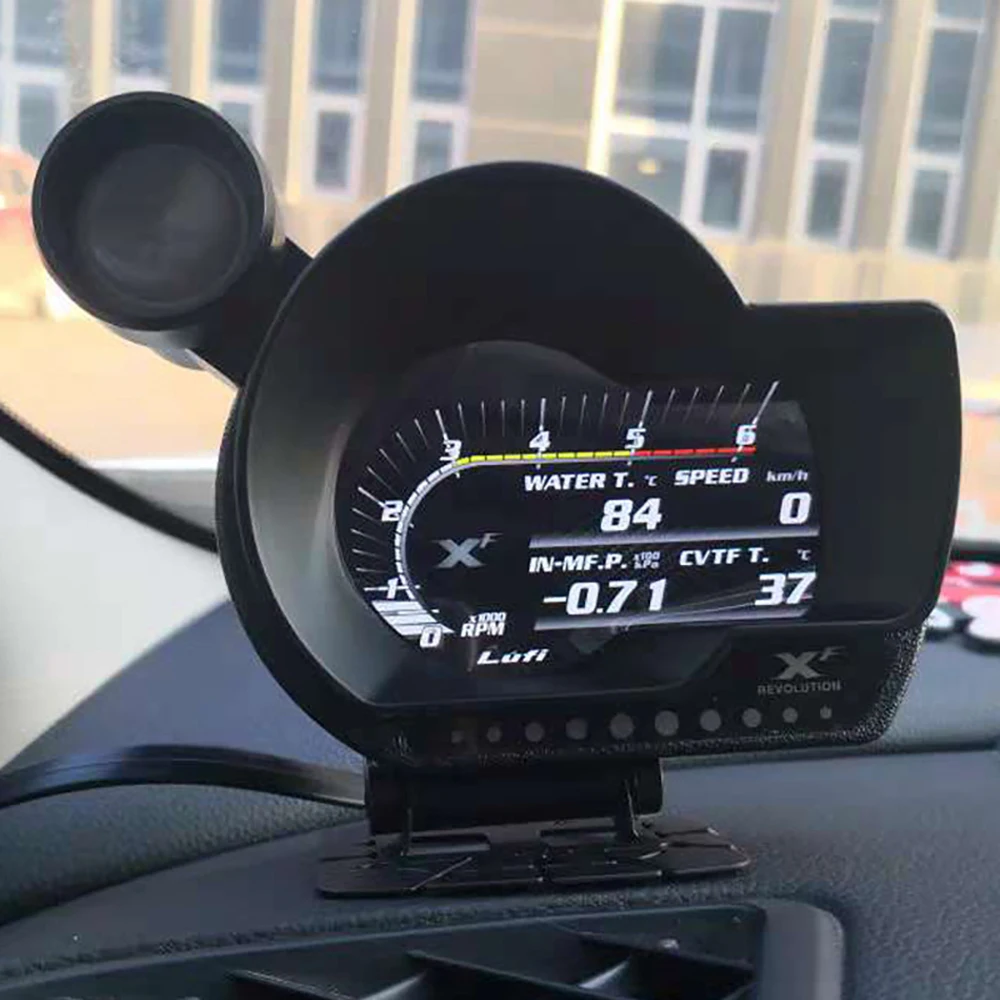 English Version Head Up Display Lufi XF OBD2 Digital Oil Pressure RPM Speed EXT Oil Meter Water Temp Turbo Meter Turbo Gauge