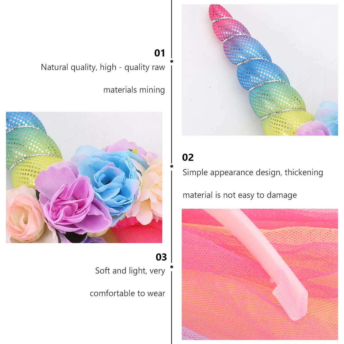 

Unicorn Mesh Headb Kids Hair Clasp Hairpin Accessory Party Artificial Flower Hairwear Decoration Durable Safe Christmas Gift