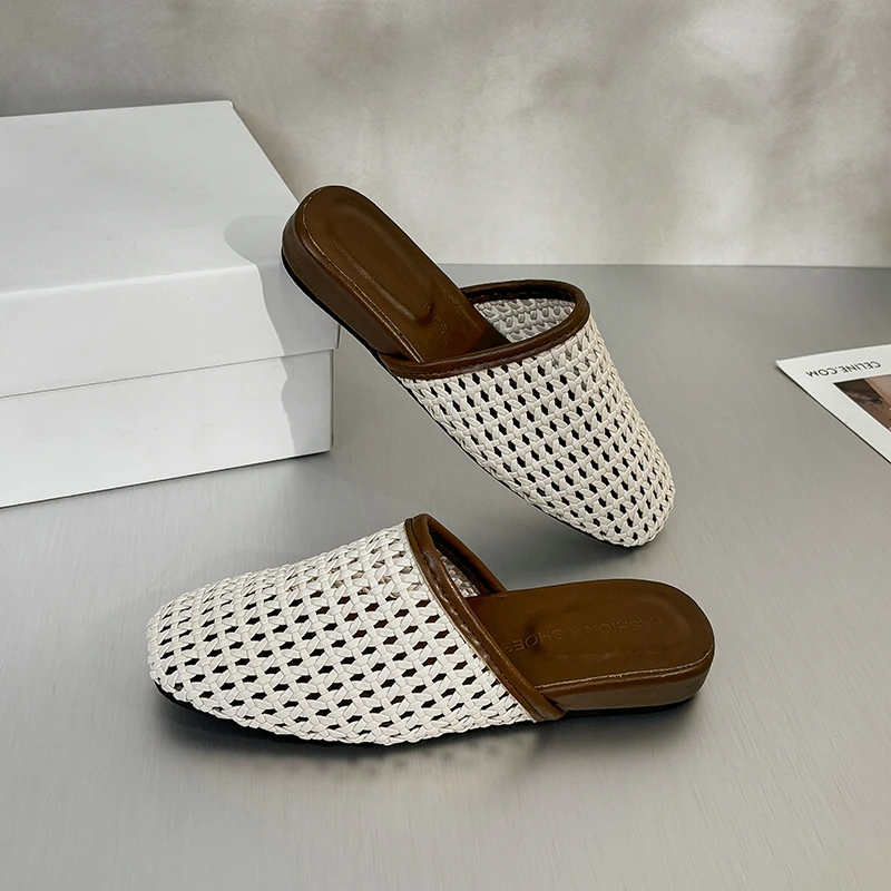 Hollow-out Baotou Sandals and Slippers for Women 2025 Summer New High-end Sense Simple 1 Slip-on Casual Thick Slippers for Women