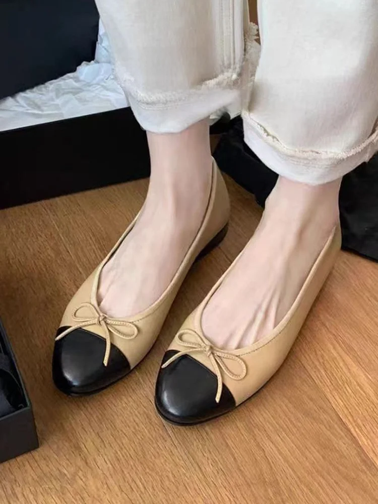 shan-feng-round-head-flat-bottom-single-shoes-women's-summer-new-knot-ballet-shoes-fashionable-slip-on-flats