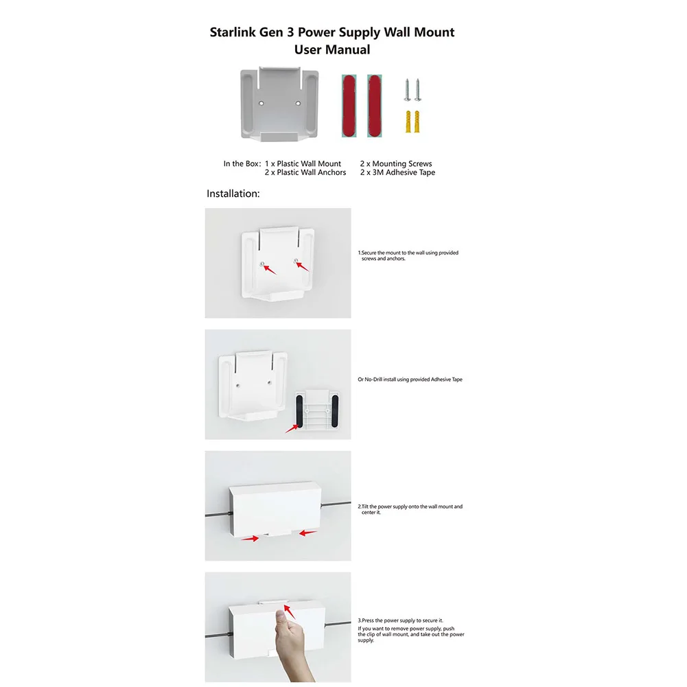 Set Braket Daya Router Tempat Penyimpanan Pemasangan Dinding & Atap Kit Logam untuk StarLink Gen3 V3